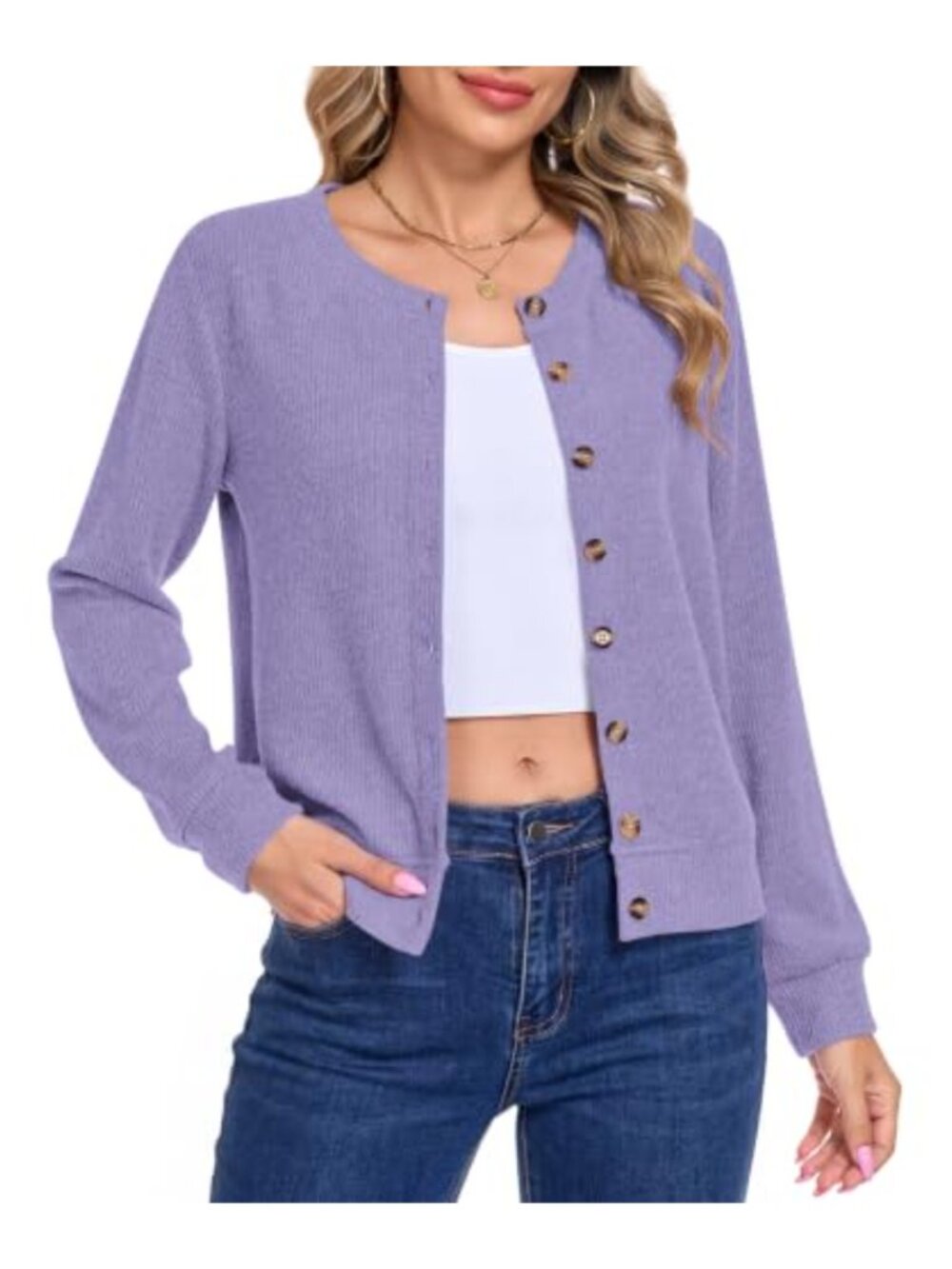 MISFAY Lightweight Long Sleeve Button Front Cardigan Sweater